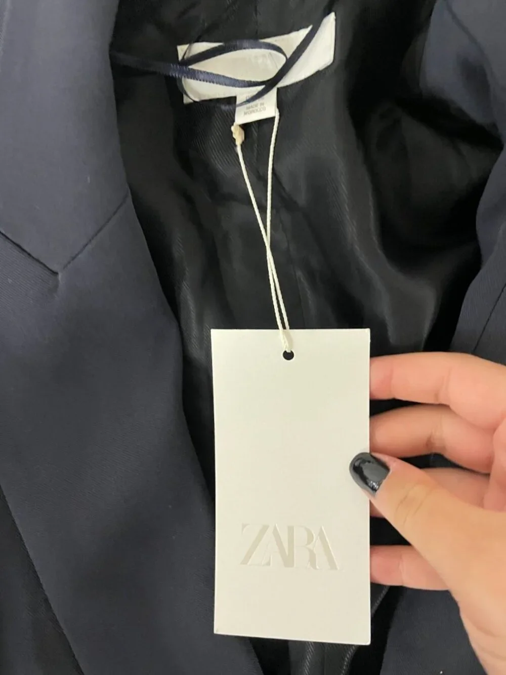 Zara Womens Waistcoat Long Vest Small Navy Blue Belted Blazer 8899/537 NWT